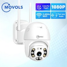 Movols 양방향 오디오 와이파이 무선 스마트 추적 보안 감시 카메라 방수 비디오 CCTV 카메라 1080P PTZ IP 카메라, 14) 1080P Add 128G Card 미국 플러, 1개