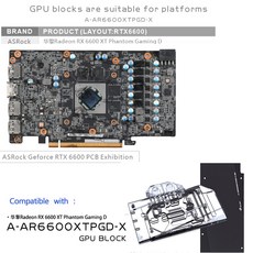 ASRock Radeon RX 6600XT 팬텀 게임 D 용 Bykski 워터 구리 블록 GPU 라디에이터 냉각 액체 쿨, 02 3PIN 5V A-RGB Light