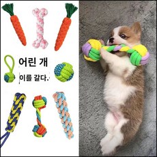 개 젖니가 남 방지 코튼 로프 장난감 중소형 개 장난감 매듭 장난감 프리스비 세트 애완 동물 용품, 당근+매듭+베어볼