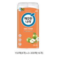 깨끗한나라 데일리 천연펄프 키친타올 130매, 300매, 8개