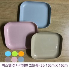 10개 파스텔칼라 정사각 pp쟁반접시 16cm x 3p야외 간식 다회용