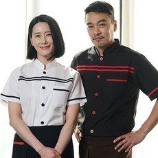 아룸다움가운 싱글단추 반팔 조리복
