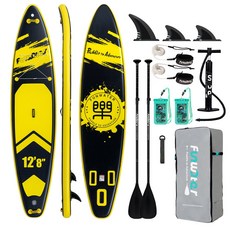 SUP 패들보드 공기주입식 서핑 보트 미꾸스, 옐로우 (385/85/15cm)