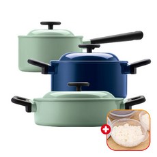 락앤락 데꼬르 IH 인덕션용 냄비 3개+가쯔 세트 편수/양수/전골/곰솥 추천 이유식/라면/샤브샤브/파스타/스파게티 세라믹 코팅 밀크팬/소스팬/잼팟, 편수18cm+양수20cm+전골24cm+가쯔