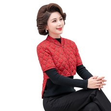 반팔 누빔 퀼팅 꽃무늬 기모 조끼 패딩 여성 경량 자켓 중년 엄마 빅사이즈