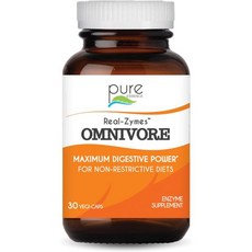 PURE ESSENCE LABS Real-Zymes™ OMNIVORE - 효소 보충제 - 가스 트림 변비 IBS 등의 완화를 위한 천연 지원 30캡스, 30 Count (Pack of 1), 1개, 30정