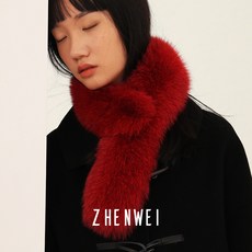폭스머플러 리얼여우 너구리털 집게 스카프 레드 털카라 모피 가을겨울 여성목도리