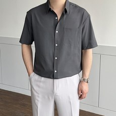 우모르 남성용 링클프리 반팔 여름 셔츠 구김없는 와이셔츠 빅사이즈남방