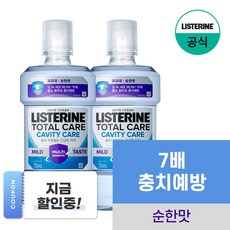 [NEW 충치케어] 리스테린 토탈케어 캐비티케어 마일드 구강청결제, 750ml, 2개 - 클로르헥시딘