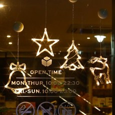 크리스마스 LED 벽트리 무드등 소품 창문 유리 부착식 트리 장식 캠핑 조명, 별