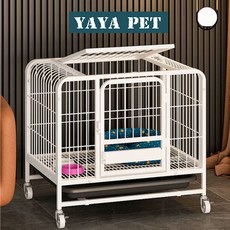 YAYA PET 펫 케이지 고급 사각철장 사이즈S~2XL 화이트/블랙 사은품증정, 화이트, 1개