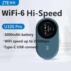 잠금 해제 ZTE U10S 프로 무선 라우터 4G LTE 모바일 와이파이 C타입 화면 Wi-Fi6 300Mbps 3000mAh 배터리 신제품, 1개