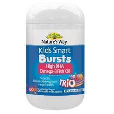 뉴질랜드 네이처스웨이 NATURES WAY 키즈 스마트 버스트 하이 DHA 오메가3 피쉬오일 트리오 츄어블, 2개, 60정