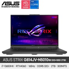 ASUS ROG STRIX G18 G814JV-N5010(램 32G+SSD 2TB) i7-13650HX RTX4060 FHD 300NIT, G814JV-N5010(+램32G+SSD 2TB), FreeDos, 32GB, 2TB, Eclipse Gray