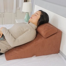 역류성 식도염 등 쿠션 베개 환자 노인 임산부 등받이, 카키(삼각쿠션+머리받침) 폭 60cm