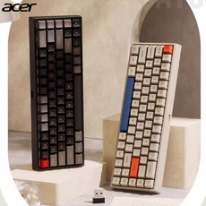 [cy] Acer OKR130 기계식 게이밍 키보드 68키배열 사무용 노트북 태블릿 패드용 미니키패드 gasket구조 전키핫스왑DIY 시즌신상, 무선3모드, 갈축, 빈티지그레이