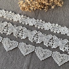 1롤 / 32mm 꽃밭 케미컬 면 레이스 모티브 나비 하트 DIY, 꽃(32mm)