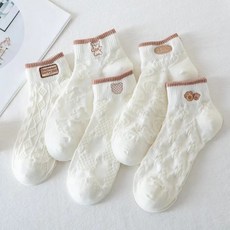 BITERE 여성용 발목양말 귀여운 패션 양말 5켤레
