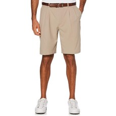 정품보장 PGA TOUR 남성용 더블 플리츠 프론트 골프 반바지 액티브 허리 밴드 포함 22.9cm(9인치) 안쪽 솔기 조용한 그늘막 44 134906 - 골프남성반바지