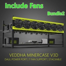 8 GPU VEDDHA V3D 알루미늄 스택 형 오픈 에어 bitcon 이더 리움 광부 채광 장비 랙 케이스 컴퓨터 타워 ETH 광부 프레임 장비, 번들 2