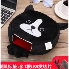 USB 손을 따뜻하게 마우스패드 보온 발열 가열 보물 두꺼운 컴퓨터 책상 커버 오버사이즈 장갑, 소흑 개 _다발 1개 USB 발열체
