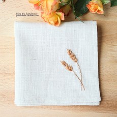 행커치프 자체디자인 수공업 보리 자수 코튼린넨