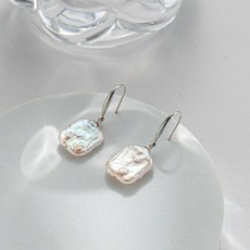 드롭 담수 왕진주 물방울 진주 귀걸이 웨딩 한복 925 실버 바로크 발렌타인 데이, 검은색