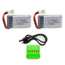 3.7v 300mah 드론배터리충전기세트, (X4) 300mah2개+6in1충전