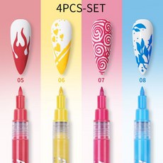 1/4pc 3ml 네일 아트 낙서 펜 방수 드로잉 페인팅 라이너 브러시 DIY 꽃 추상 라인 세부 뷰티 도구, 1개