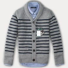 [FOREST CAMP]Lambswool Stripe Cardigan/숄카라 가디건[FCSW4402-M.Grey]