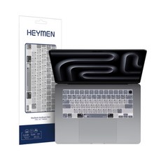헤이맨 맥북 저소음 단축키 컬러 키스킨 커버 키보드 덮개, 맥북 에어 15인치 M3 A3114, 1개, 다크그레이