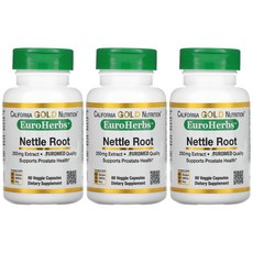 캘리포니아 골드 쐐기풀 네틀루트 CGN 250mg 60정 Nettle Root 3통, 60개