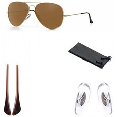 BEHLINE 교체 용 템플 팁 (귀 양말) Ray-Ban Aviator RB3025 3026 선글라스 수리 키트 (갈색) 용 코 패드 코 조각