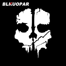 BLKUOPAR 콜 오브 듀티 고스트 헤드 해골 실루엣 자동차 스티커 방수 자외선 차단 다이 컷 윈도우 트렁크 오토바이 자동차 스타일링, White D, 15cm, 1개