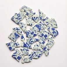 도자기 모자이크 198G 세라믹 타일 7OZ 파란색과 다각형 12 공예 흰색 조각 DIY 불규칙, 198g-7oz, Blue and White 9, 1개