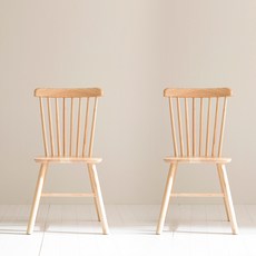 [1+1 2EA 감성한스푼의자] 파로마 핀트 고무나무 원목 식탁 윈저의자 2EA / 살대의자 / 인테리어의자 / 식탁의자 / 공부의자 / 원목의자, 밀크네츄럴 2EA, 2개