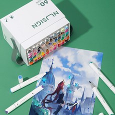 누사인 둥근 스케치 브러쉬 트윈 마카펜 세트, 60색, 1세트