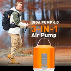 캠핑용 GIGA PUMP 무선 에어 펌프 4.0버전 5개 노즐+충전 케이불+수납파우치 +캠핑 조명 4IN1