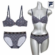 휠라 Filativa 휠라 여자 와이어 브라 팬티 세트 네이비