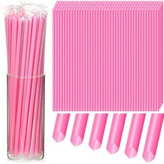 Gerrii 핑크 개별 포장된 빨대 500개 25.4cm(10인치) 엑스트라 롱 6mm 플라스틱 음료 일회용 파티 레스토랑 가정 밀크셰이크 커피 주스 스무디용, Pink, 500, 1개