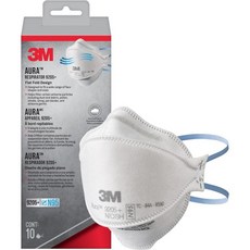 3M Aura Particulate Respirator 9205+ N95 가볍고 3개의 패널로 설계된 Respirator로 편안하고 편리한 호흡 보호 기능 제공 10팩 - m9205