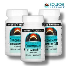 소스내추럴 GTF 크롬 크로미움 200mcg 240정 3병 크로뮴 Chromium, 3개