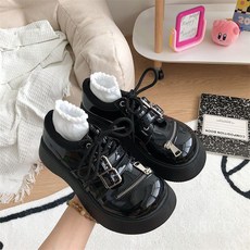 디어마이러브 디자인 통굽 구두 통굽 로퍼 양지뢰 펌프스 지뢰계 구두 비쥬 키높이 핑크 프릴 체인 애나멜 블랙 신발 멘헤라 패션 서브컬쳐 고스룩 메리제인 리본 백리본 레이스업 아일릿