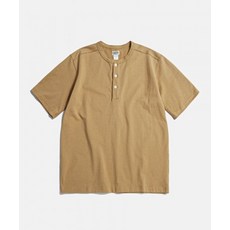 브론슨 10.6 oz Cotton Short Sleeve Henley 티 Camel