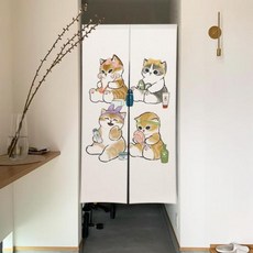 방풍문 재밌는 고양이 일본 문 귀여운 거실 레스토랑 출입구 주방 입구 걸이식 하프 커튼, 70x120cm, 18 CLX00476