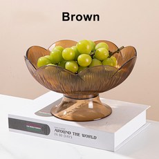 과일 그릇 받침대 포함 플라스틱 주방 카운터 및 식탁 장식 트레이 24cm/9 4 인치, 초콜렛, 1개