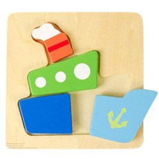 예쁜색감 아기 첫퍼즐 나무조각 보트 손놀이 입체 밑그림판 협응력 유아교구 끼우기, 1개