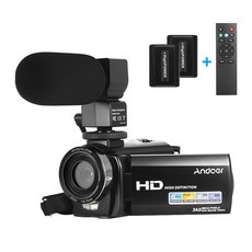 Andoer HDV-201LM 1080P FHD 디지털 비디오 카메라 캠코더 DV 레코더 + M105 외부 마이크, 세트 1 - 비디오레코더