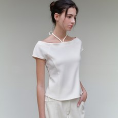 아워코모스 comos 1179 boat neck ribbon blouse (ivory) - 아워코모스