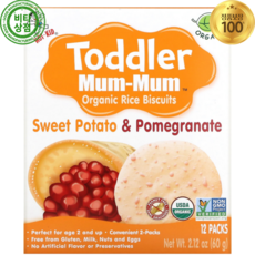 핫키드 아기 과자 아이간식 24개월+ 오가닉 쌀 라이스 비스켓 고구마 석류 12팩 60g Toddler Mum-Mum